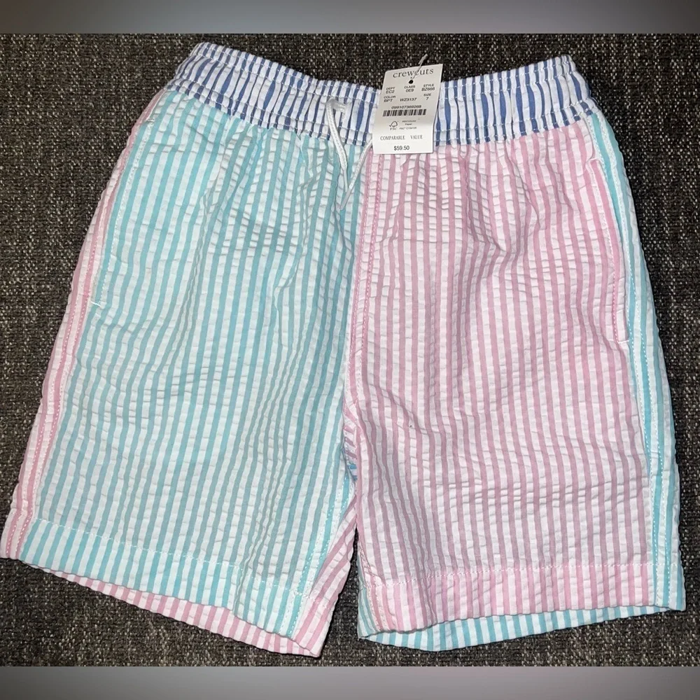 NWT Boys Seersucker Swim Trunks-Crewcuts